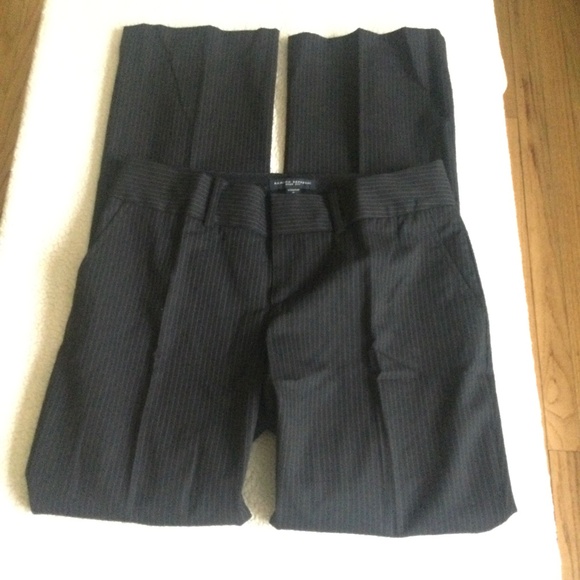 Banana Republic Ryan Fit Pin Stripe Trousers Stretch Wool Blend Lined Black Sz 6 - Picture 10 of 11